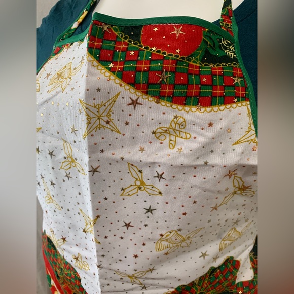 Christmas apron holiday apron bows and candy canes handmade - Picture 4 of 8